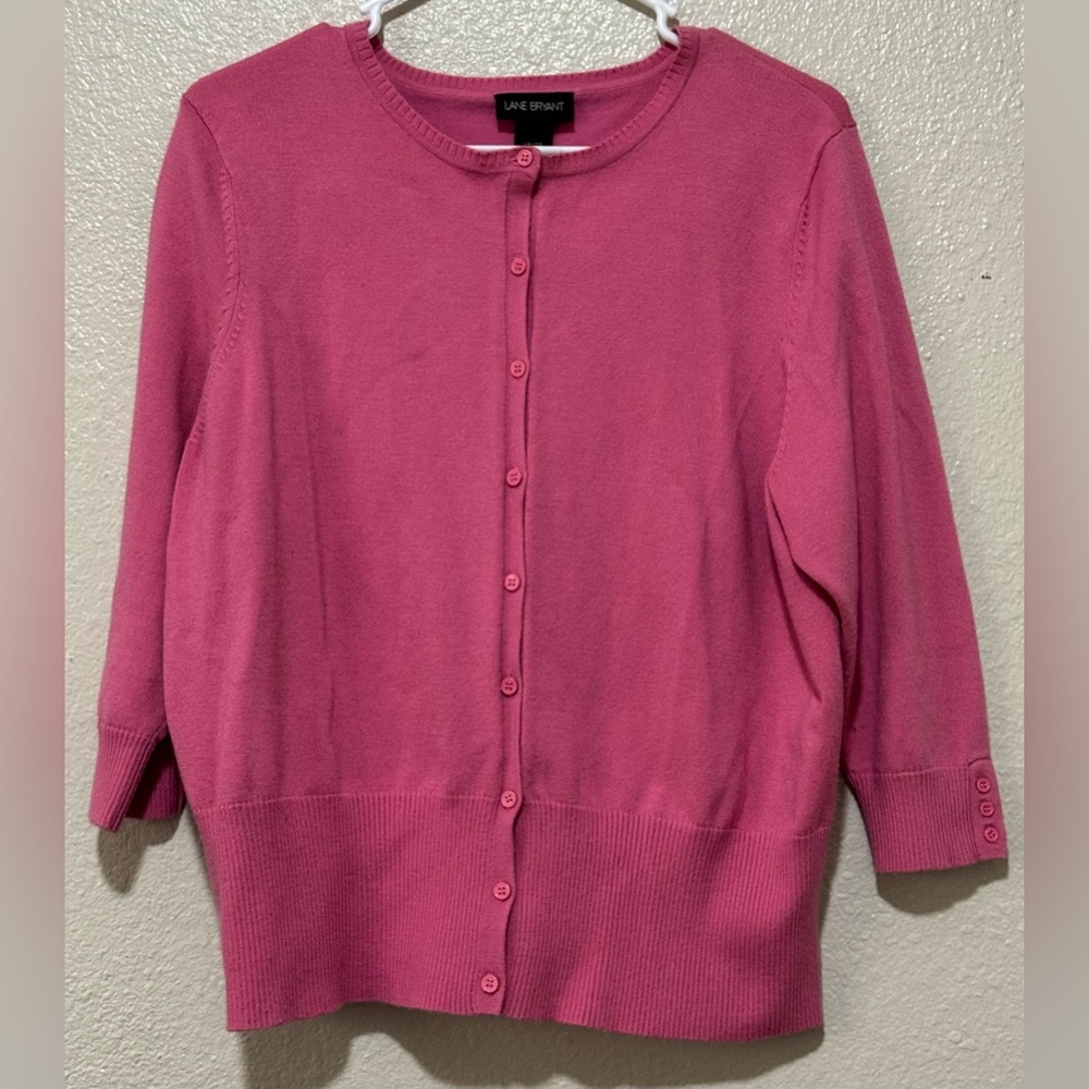Pink Women’s Sz 18 Button 3/4 Sleeve Shrug Cardigan Sweater Spring Lighteight